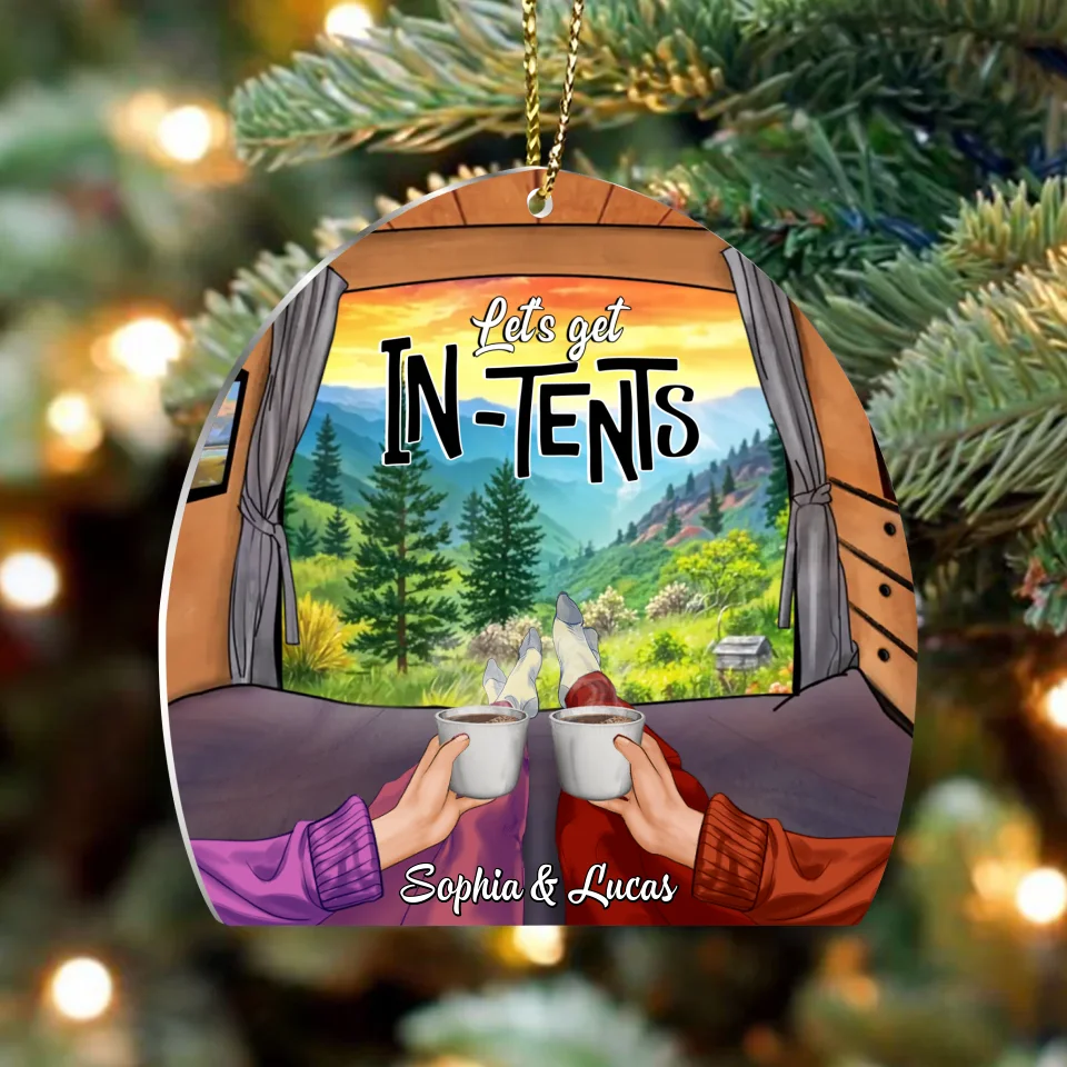 Personalized Couple Camping Acrylic Ornament - Couple With Up to 3 Pets - Best Gift For Camping Lover - Let's Get In-tents