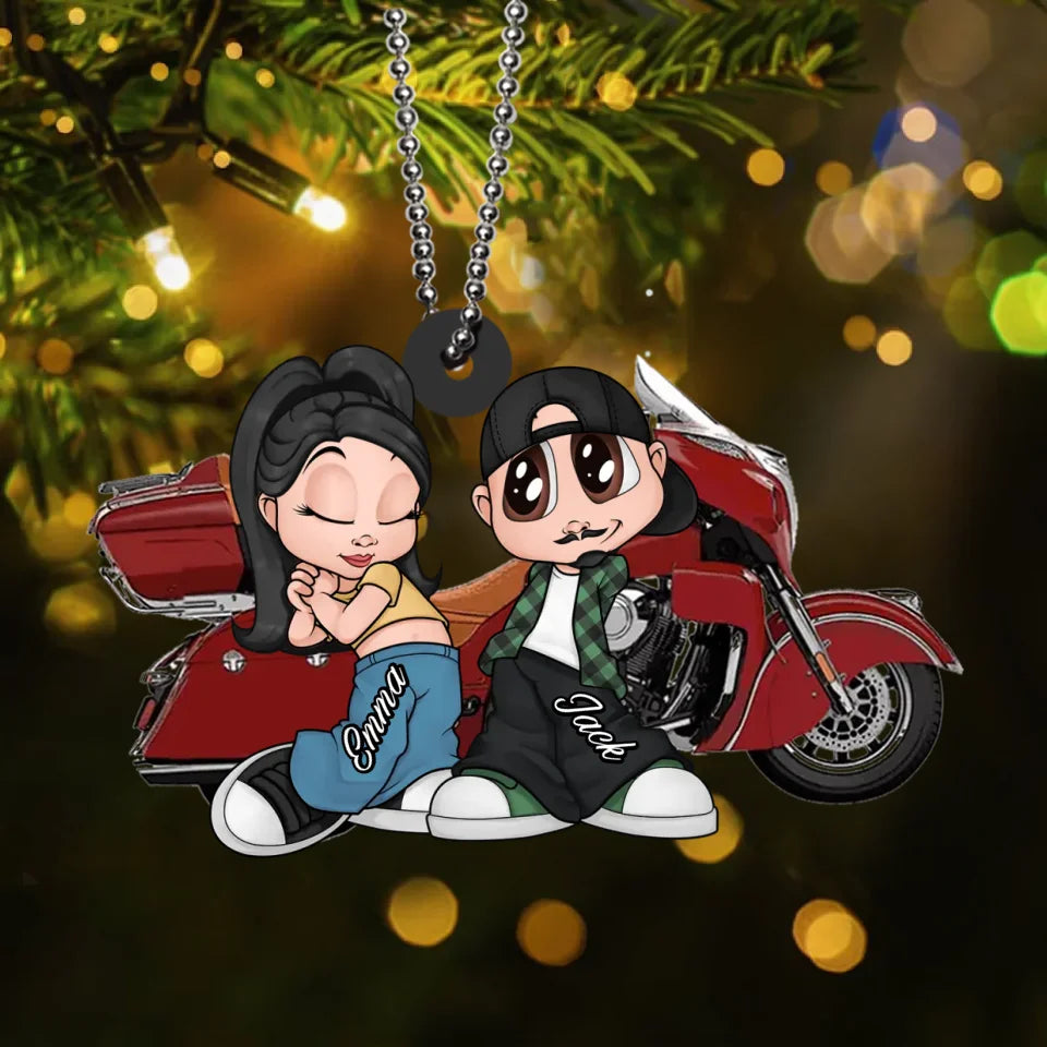 Personalized Chicano Couple Motorcycle Acrylic Keychain - Gift Idea For Couple