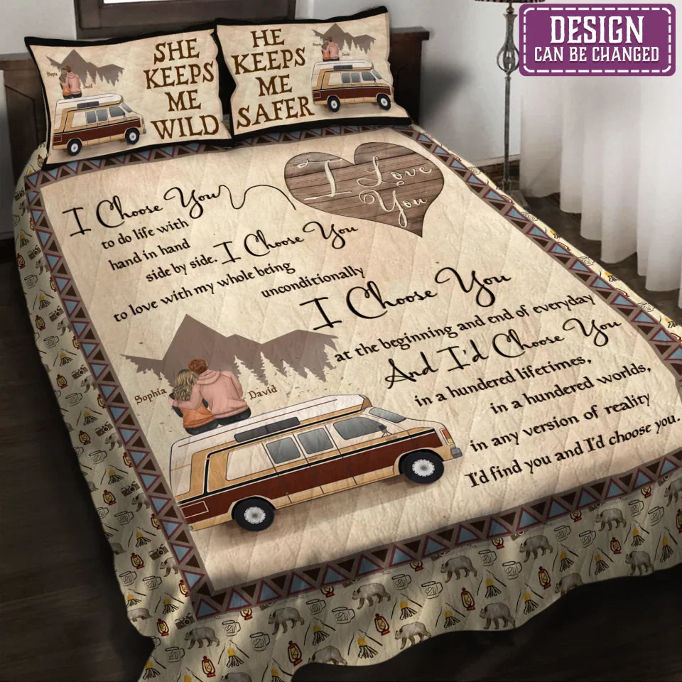 Camping Personalized Couple Quilt Bed Sets - Gift Idea For Couple/ Camping Lovers - I Choose You