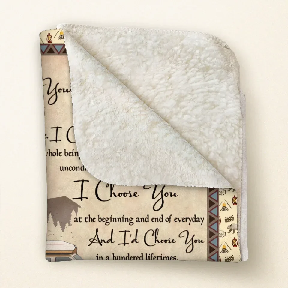 Personalized Couple Fleece Throw Blanket & Quilt - Gift Idea For Couple/Husband Wife/Camping Lover - I Choose You