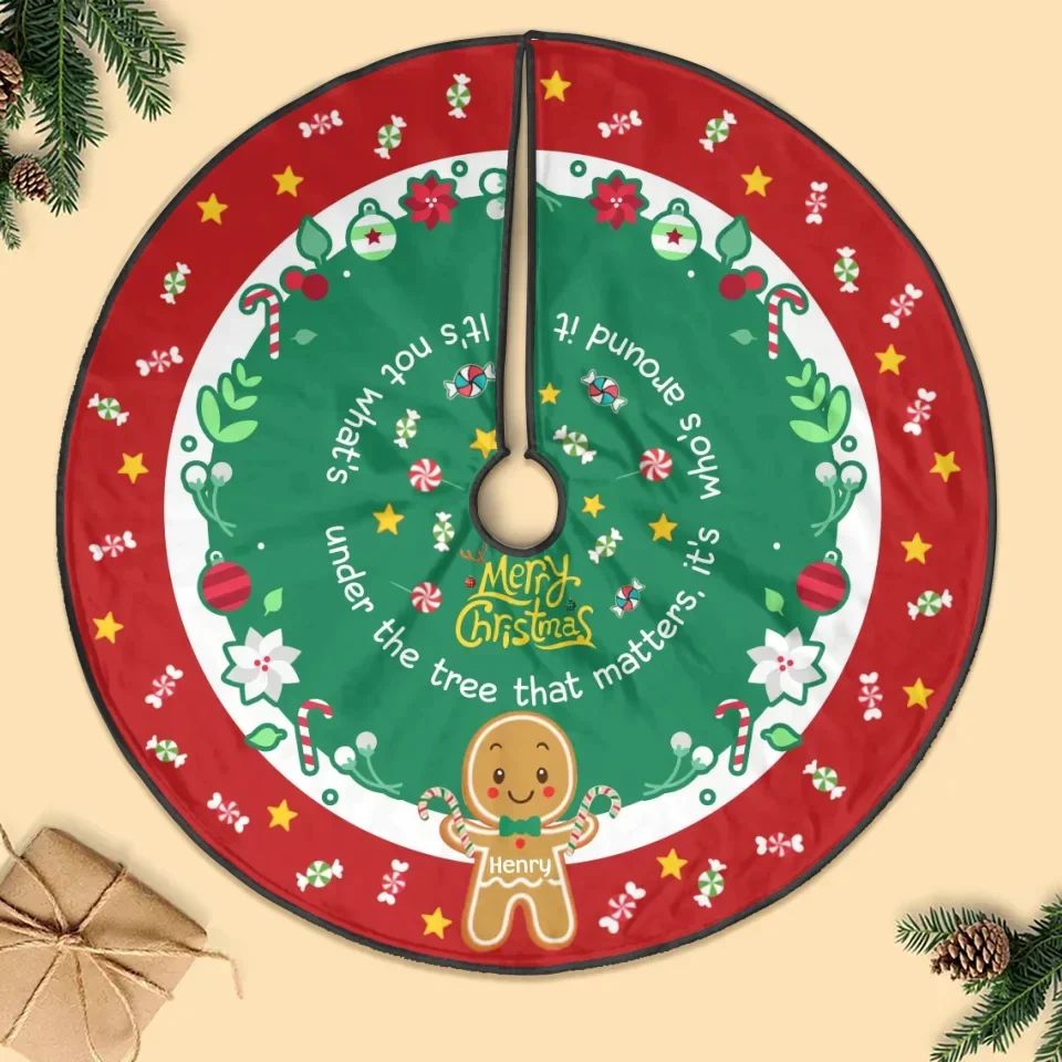 Personalized Gingerbread Christmas Tree Skirt - Gift Idea For Family - Up to 12 Member