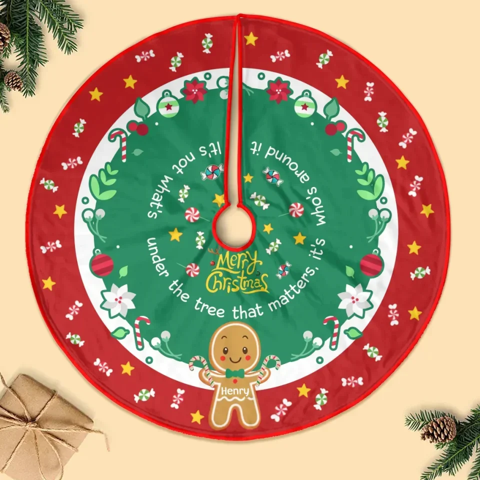 Personalized Gingerbread Christmas Tree Skirt - Gift Idea For Family - Up to 12 Member