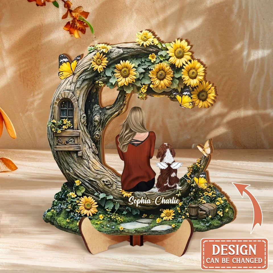 Personalized Memorial Sunflower Wooden Art - Memorial Gift Idea For Pet Lover