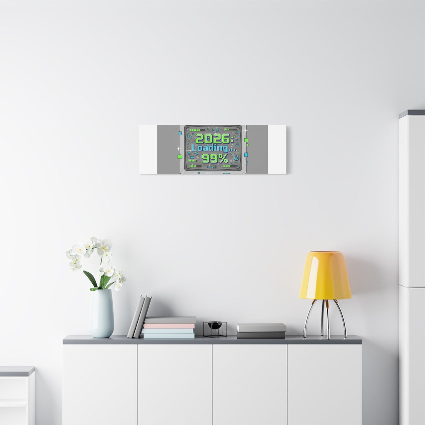2026 Loading 99% Canvas | NYE countdown, retro system interface