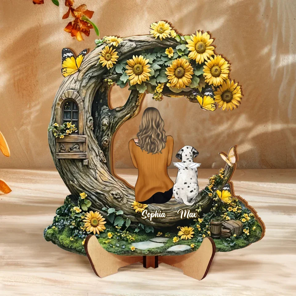 Personalized Memorial Sunflower Wooden Art - Memorial Gift Idea For Pet Lover