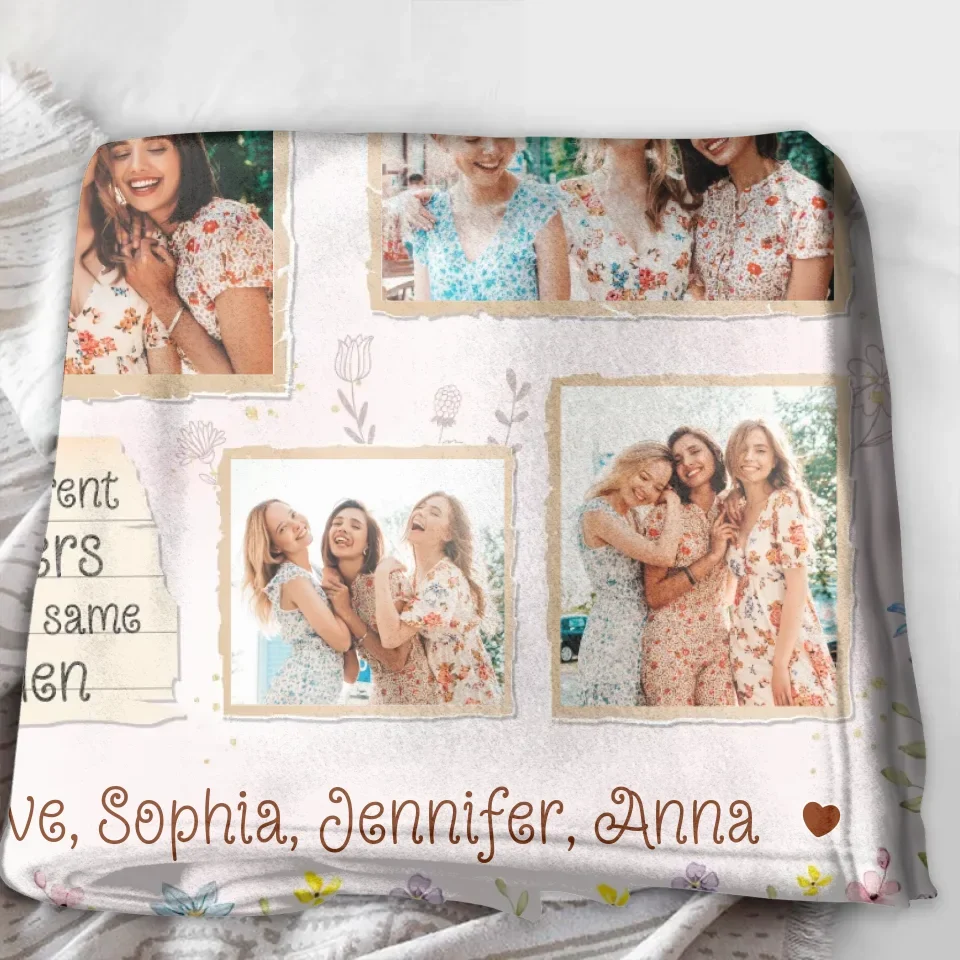 Personalized Sisters Fleece Throw Blanket/Quilt - Christmas Gift Idea For Sisters/Siblings - Sisters Are Different Flowers From The Same Garden