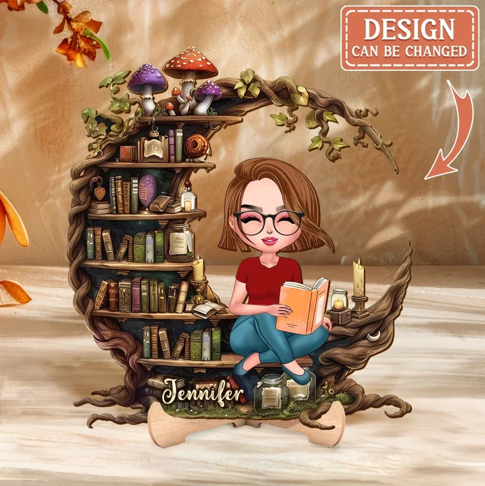 Personalized Reading Wooden Art/Ornament - Gift Idea For Reading Lover - Just A Girl Who Loves Books