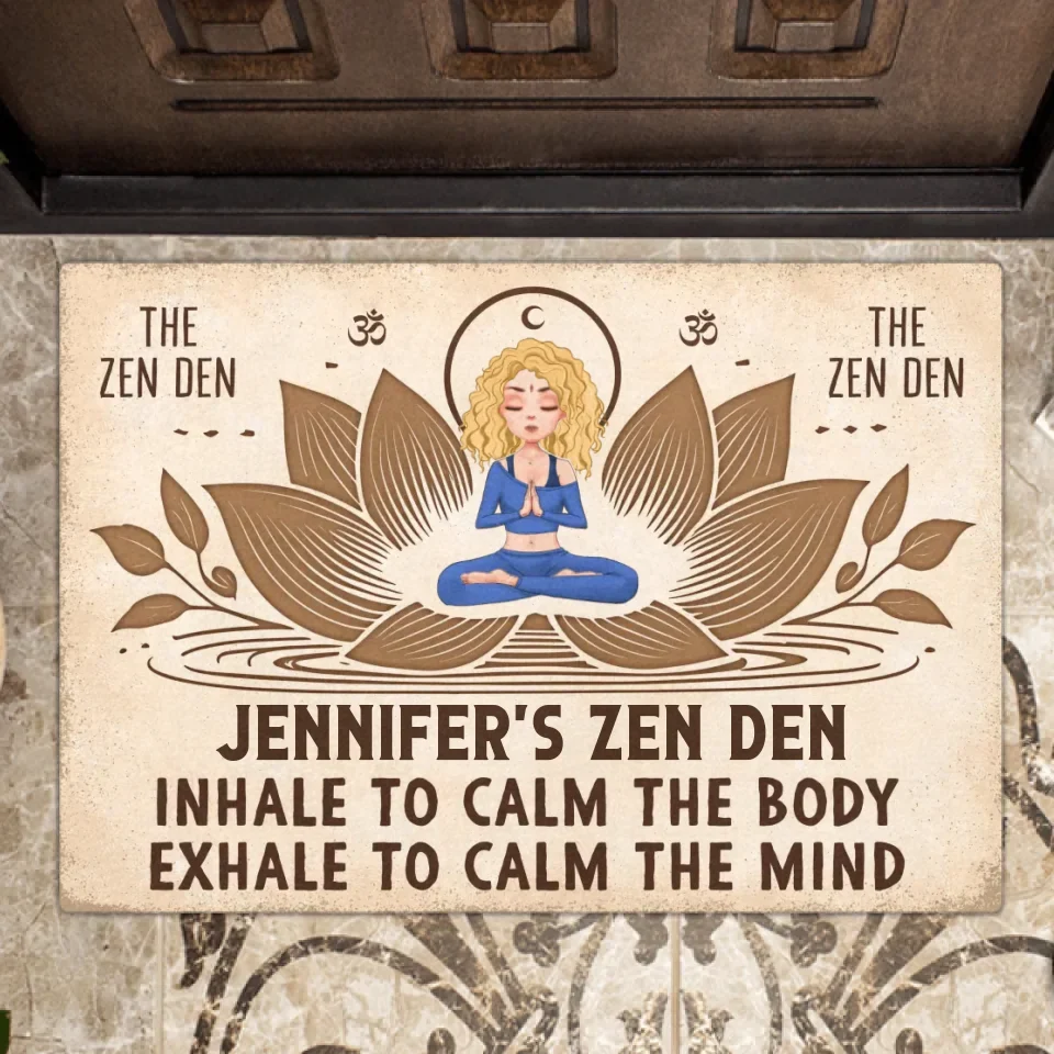 Personalized Yoga Doormat - The Zen Den - Gift Idea For Yoga Lover/Friend