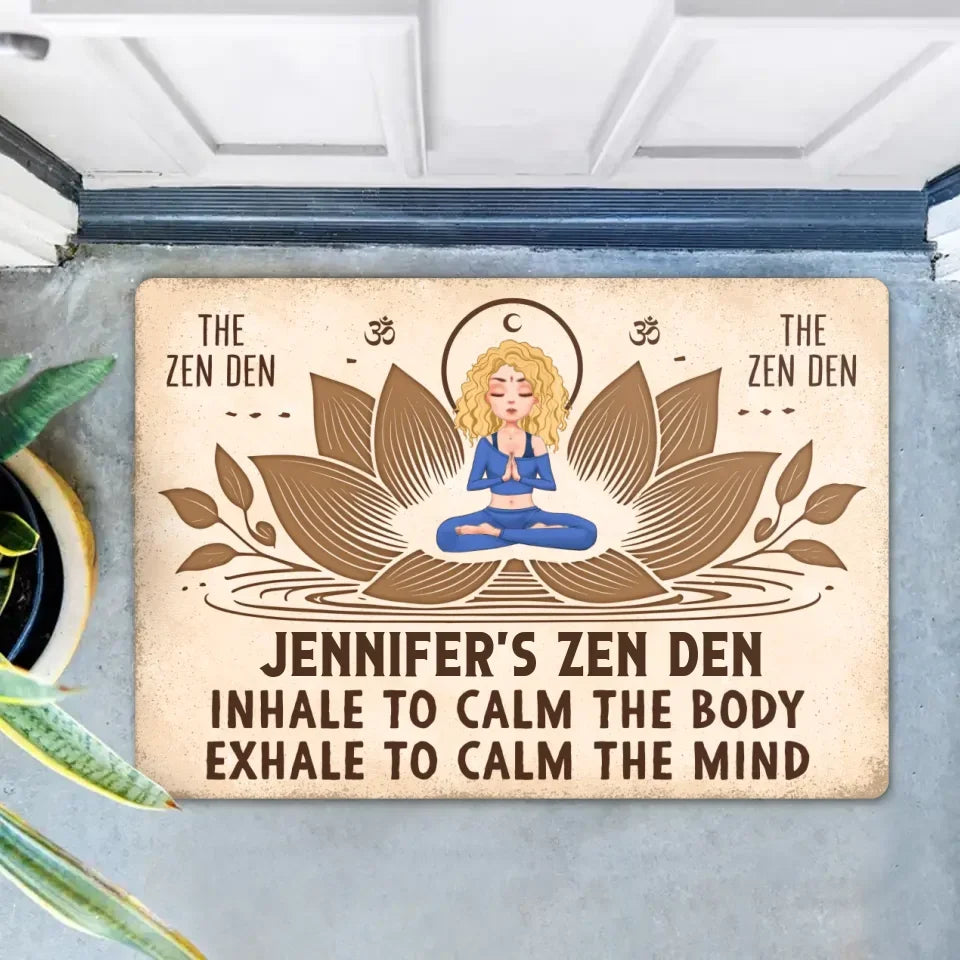 Personalized Yoga Doormat - The Zen Den - Gift Idea For Yoga Lover/Friend