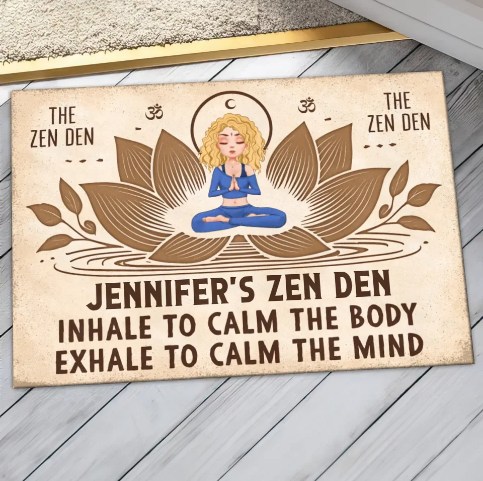 Personalized Yoga Doormat - The Zen Den - Gift Idea For Yoga Lover/Friend