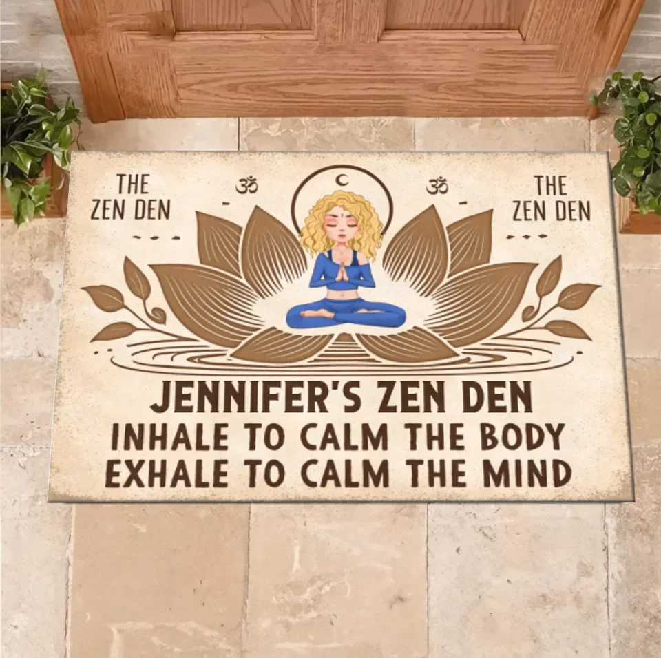 Personalized Yoga Doormat - The Zen Den - Gift Idea For Yoga Lover/Friend