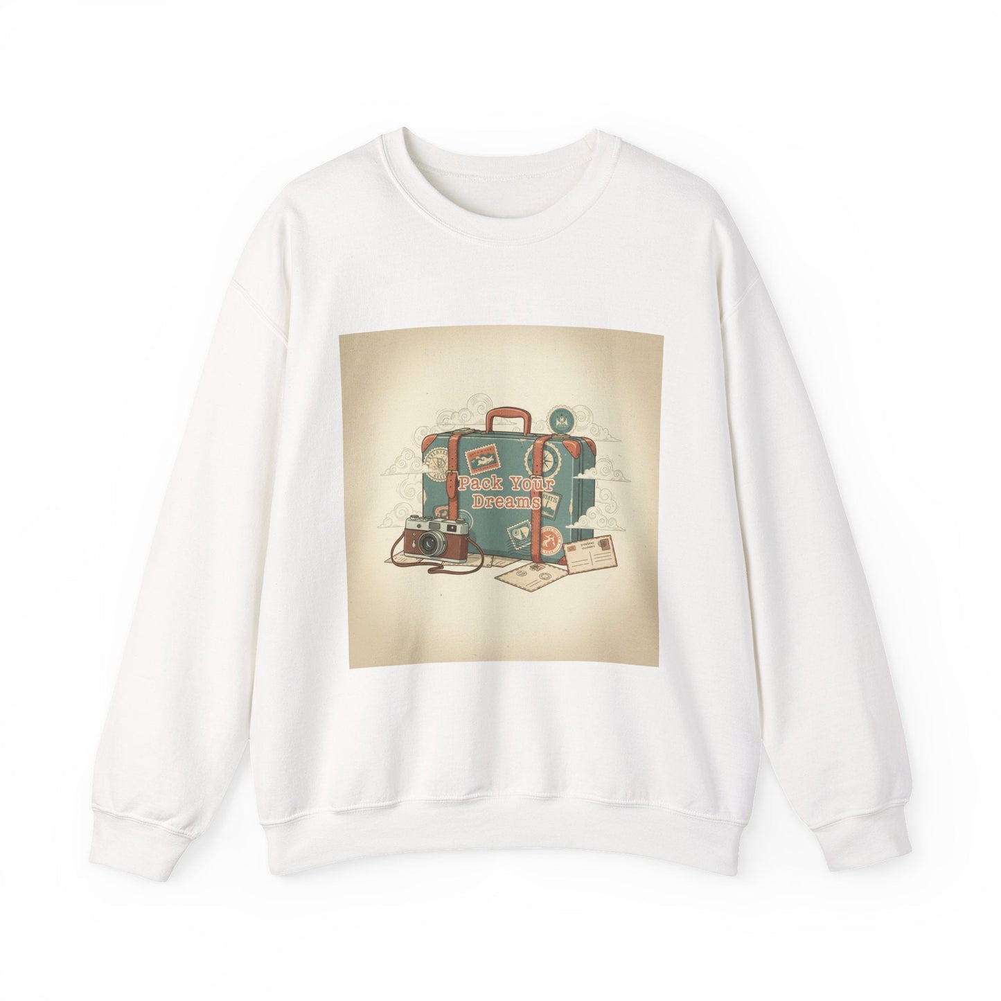 Vintage Passport Stamp Luggage Crewneck Sweatshirt | retro travel postcard, wanderlust design