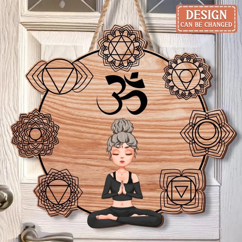 Personalized Breath Yoga Decor Wooden Sign - Gift Idea Yoga Lover