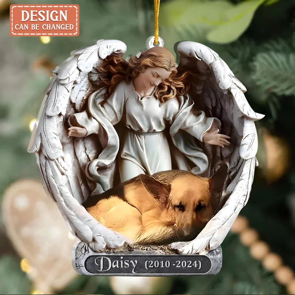 Personalized Dog Sleeping Angel Acrylic Ornament - Memorial Gift For Dog Owner - Upload Photo