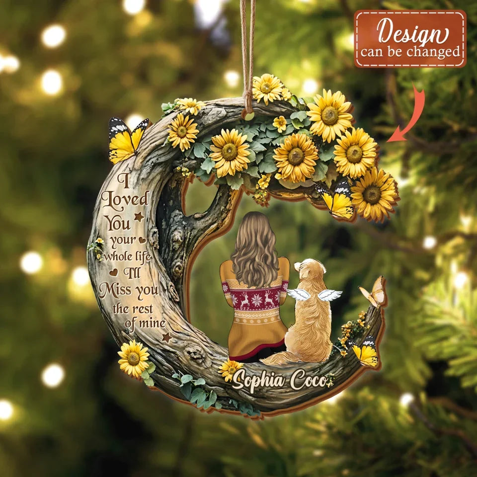 Personalized Sunflower Memorial Pet Wooden Ornament - Memorial Gift Idea for Cat/Dog Lover - Your Wings Were Ready But My Heart Was Not