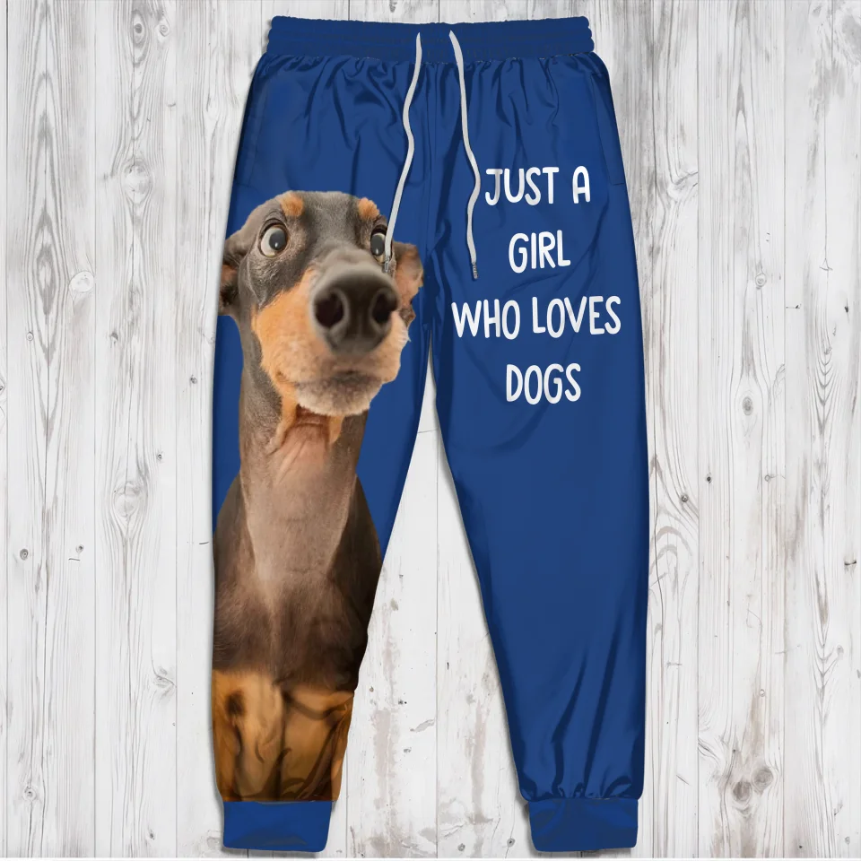 Personalized Love Dogs Sweatpants AOP Unisex Sweatpants - Gift Idea For Dog Lovers - Just A Girl Who Loves Dogs