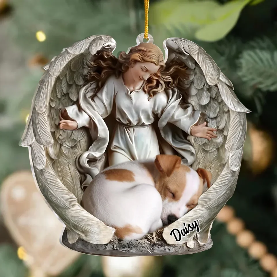 Personalized Angel Dog Acrylic Ornament - Memorial Gift For Dog Owner - Upload Photo