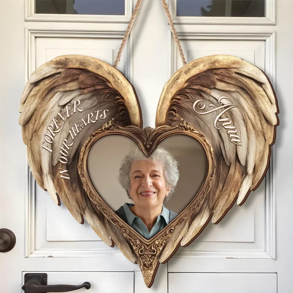 Personalized Memorial Wooden Sign - Memorial Gift Idea - Upload Photo - Forever In Our Hearts