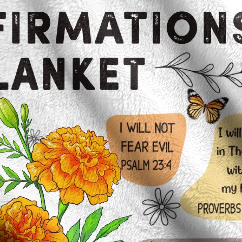Personalized Birth Month Flower Christian Bible Verse Affirmations Pillow Cover/Quilt/Fleece Throw Blanket - Christian Girl's Affirmation Gift