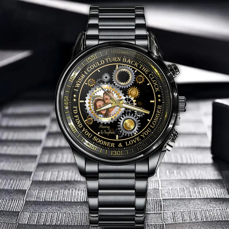 Personalized Couple Watch - Anniversary/Birthday/Christmas Gift For Couple - I Wish I Could Turn Back The Clock
