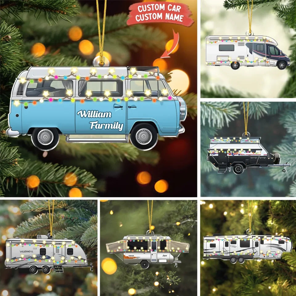 Personalized Camping Xmas Acrylic Ornament - Gift Idea For Family/Camping Lover