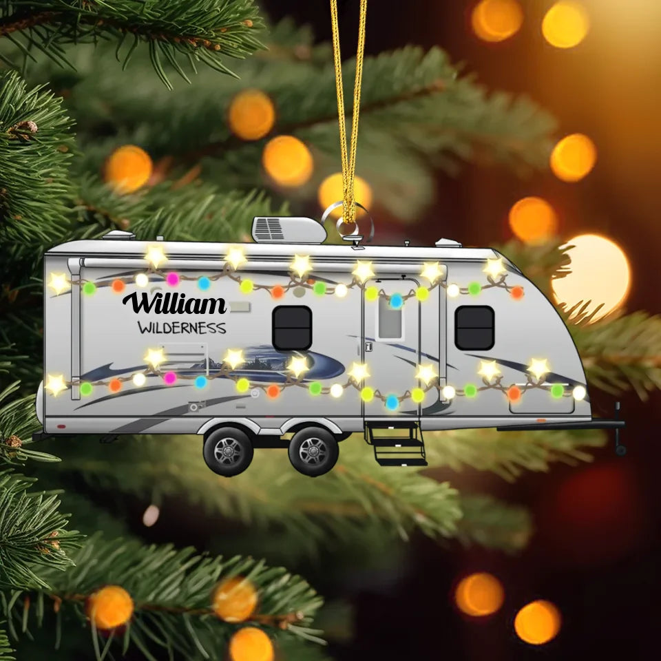Personalized Camping Xmas Acrylic Ornament - Gift Idea For Family/Camping Lover