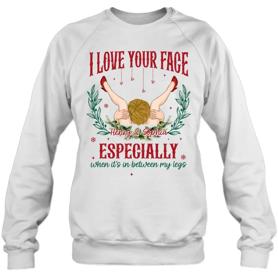 Personalized Couple T-shirt/Long Sleeve/Sweatshirt/Hoodie - Funny Gift Idea For Couple - I Love Your Face