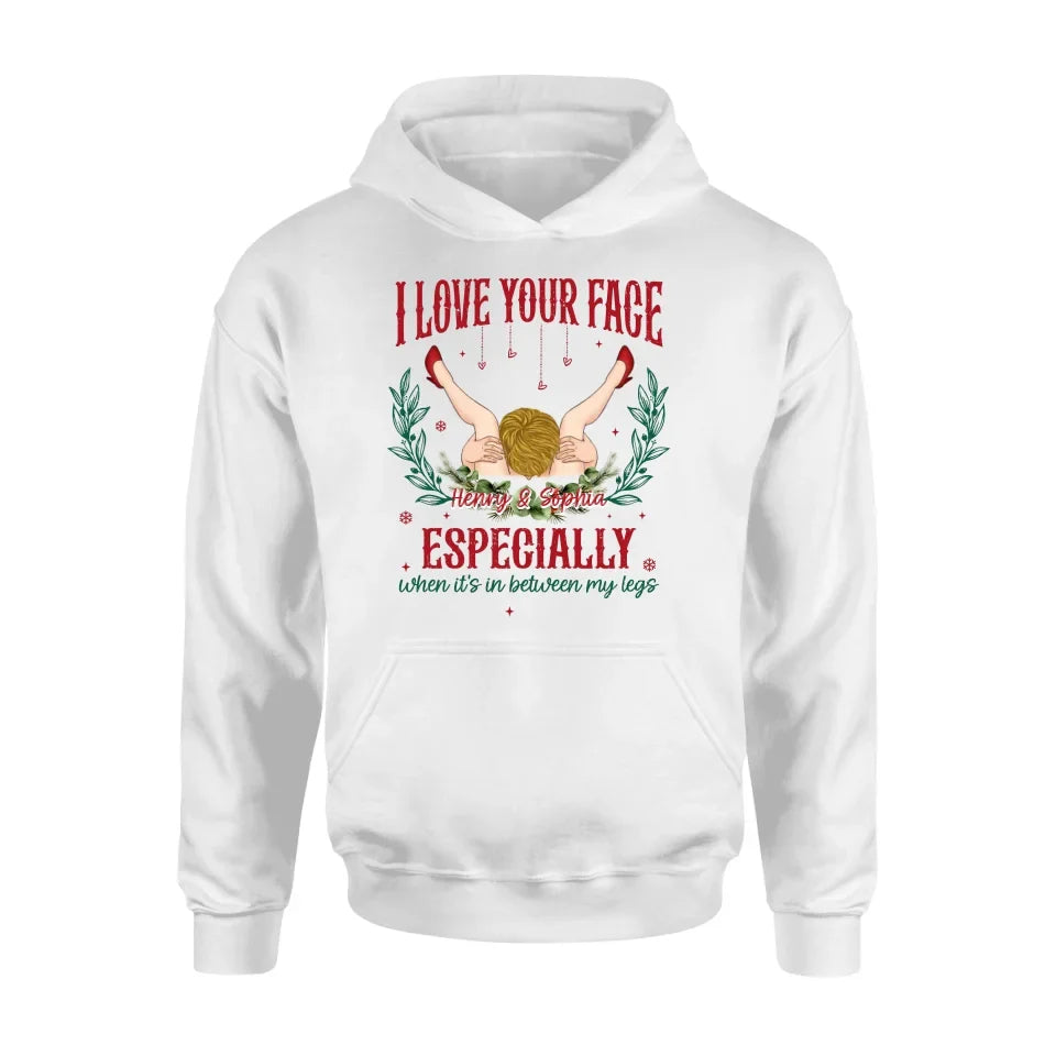 Personalized Couple T-shirt/Long Sleeve/Sweatshirt/Hoodie - Funny Gift Idea For Couple - I Love Your Face