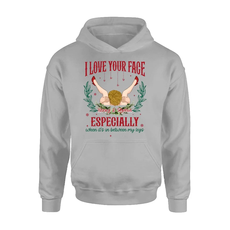 Personalized Couple T-shirt/Long Sleeve/Sweatshirt/Hoodie - Funny Gift Idea For Couple - I Love Your Face