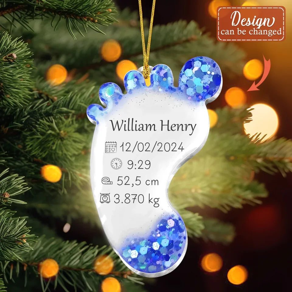 Personalized Baby Foot Acrylic Ornament - Christmas Gift Idea For Baby
