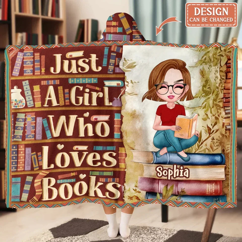 Personalized Reading Book Hooded Blanket - Gift Idea For Birthday/Reading Lovers - Reading Is My Happy Place