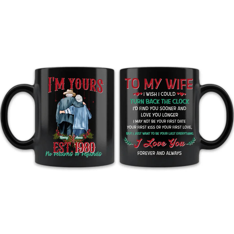 Personalized Old Couple Coffee Mug - I Love You Forever And Always - Gift Idea From Husband To Wife