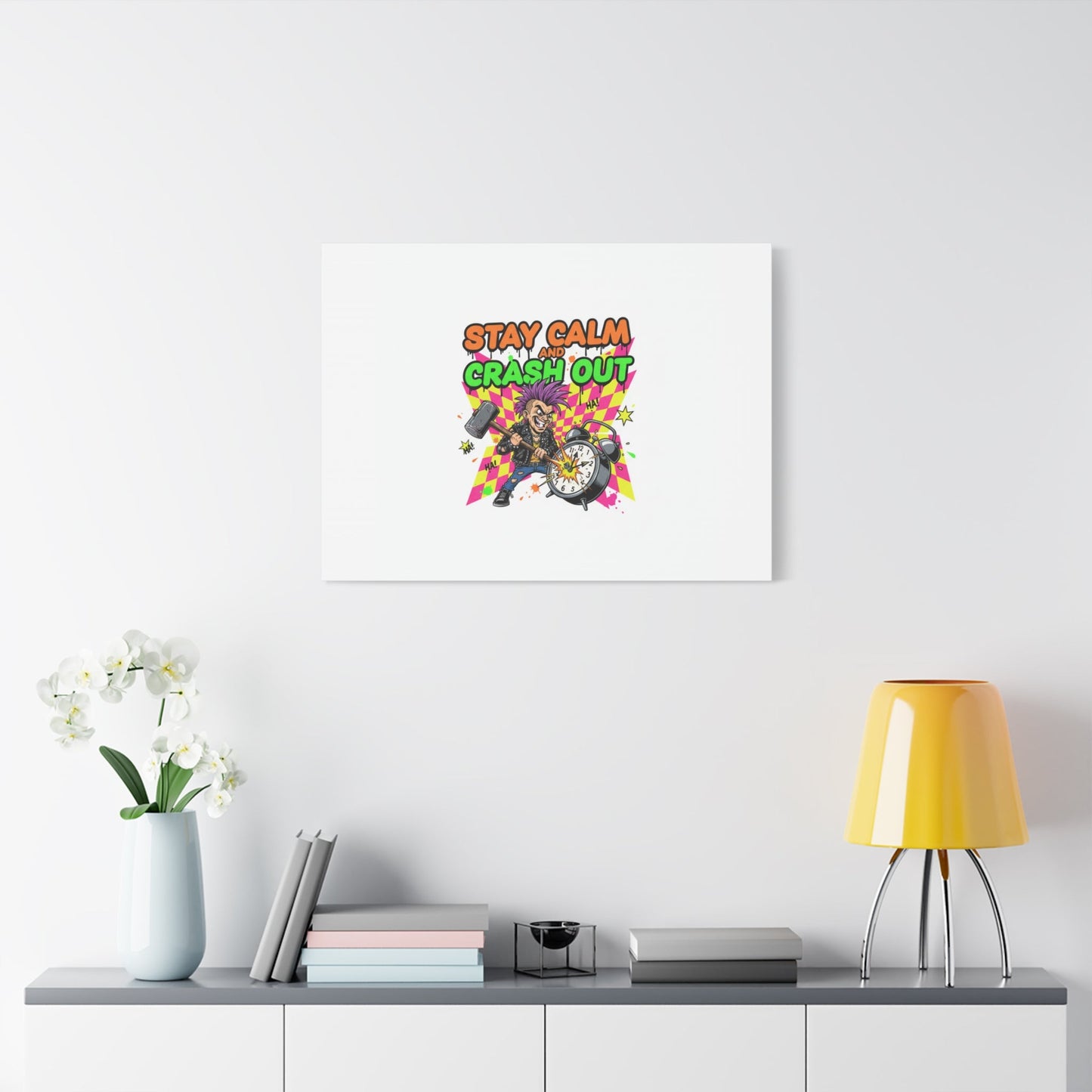 Stay Calm and Crash Out Canvas | neon skate graffiti, meltdown art