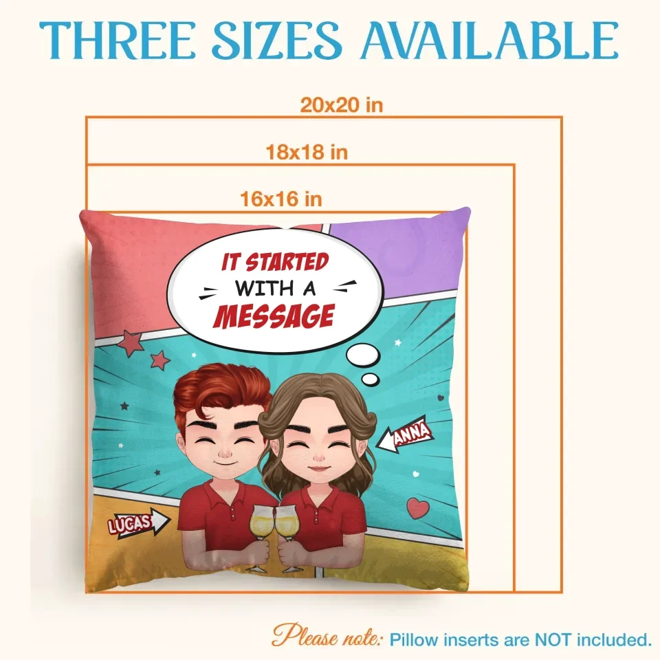 Personalized Couple T-shirt/Long Sleeve/Sweatshirt/Hoodie/Pillow Cover/Coffee Mug - Gift Idea For Couple - It Started With A Message