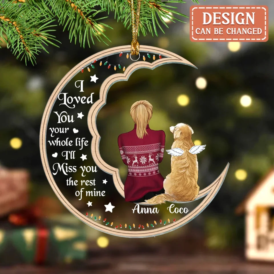 Personalized Memorial Pet Moon Acrylic Ornament - Memorial Gift Idea For Dog/Cat/Rabbit Lover - I Love You To The Moon & Back