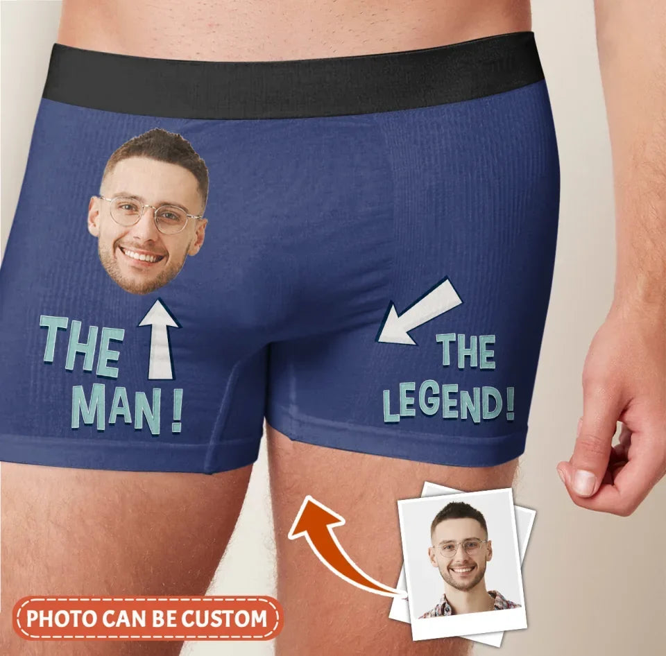 Personalized Men's Boxer Briefs - Upload Photo - Funny Gift Idea For Men, Boyfriend, Husband - The Man The Legend