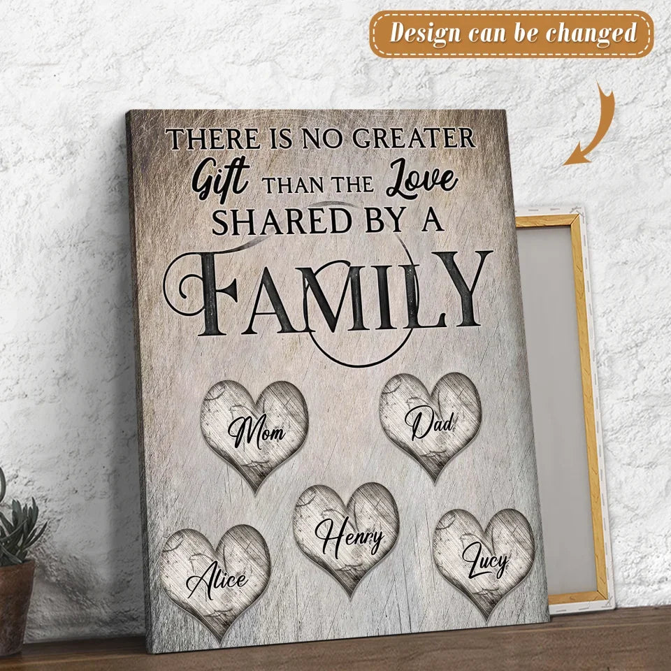 Personalized Family Unframed Canvas - Up to 9 Members - Gift Idea For Family - There Is No Greater Gift Than The Love Shared By A Family