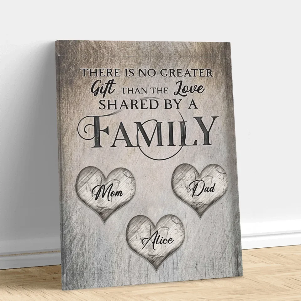 Personalized Family Unframed Canvas - Up to 9 Members - Gift Idea For Family - There Is No Greater Gift Than The Love Shared By A Family