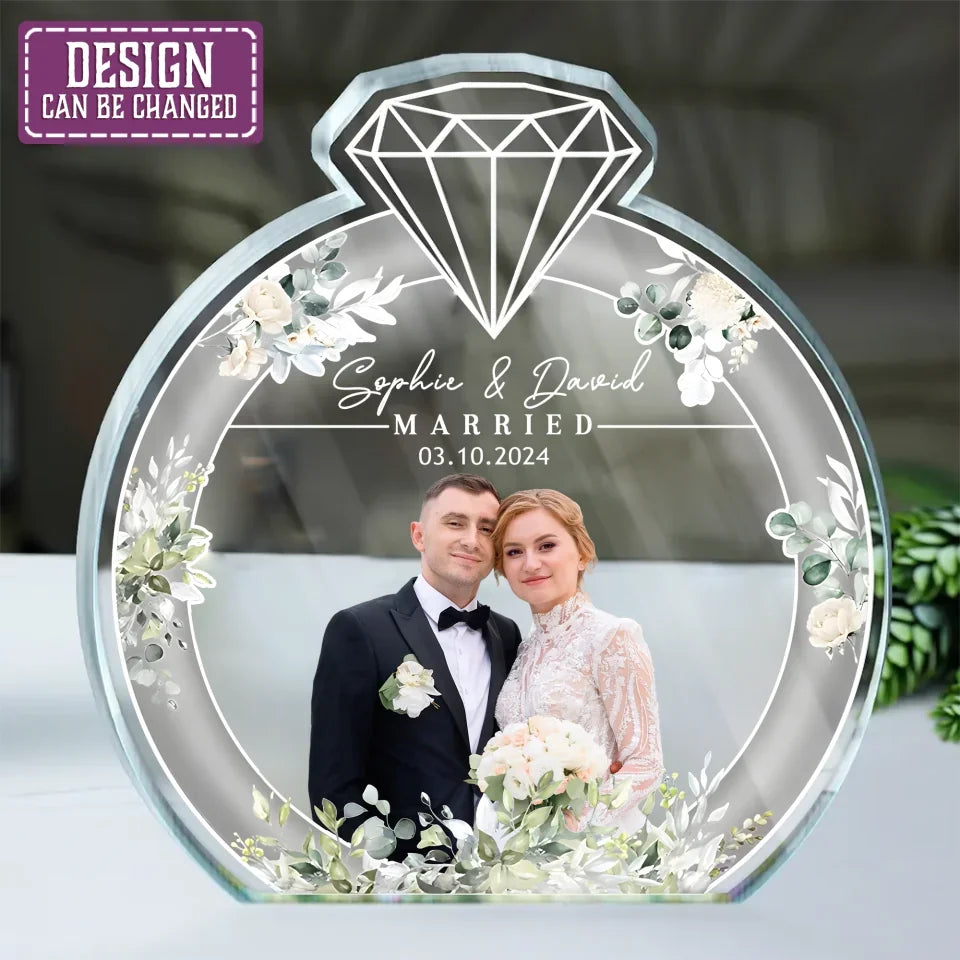 Personalized Engaged/Married Couple Acrylic Plaque - Anniversary Gift For Couple - Upload Photo