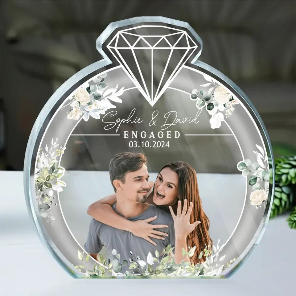 Personalized Engaged/Married Couple Acrylic Plaque - Anniversary Gift For Couple - Upload Photo