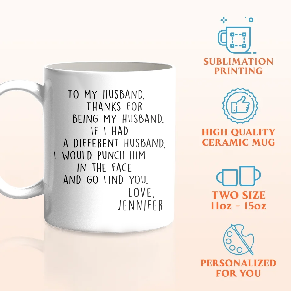 Personalized To My Husband Coffee Mug - Gift Idea For Boyfriend/Husband From Wife - Thanks For Being My Husband