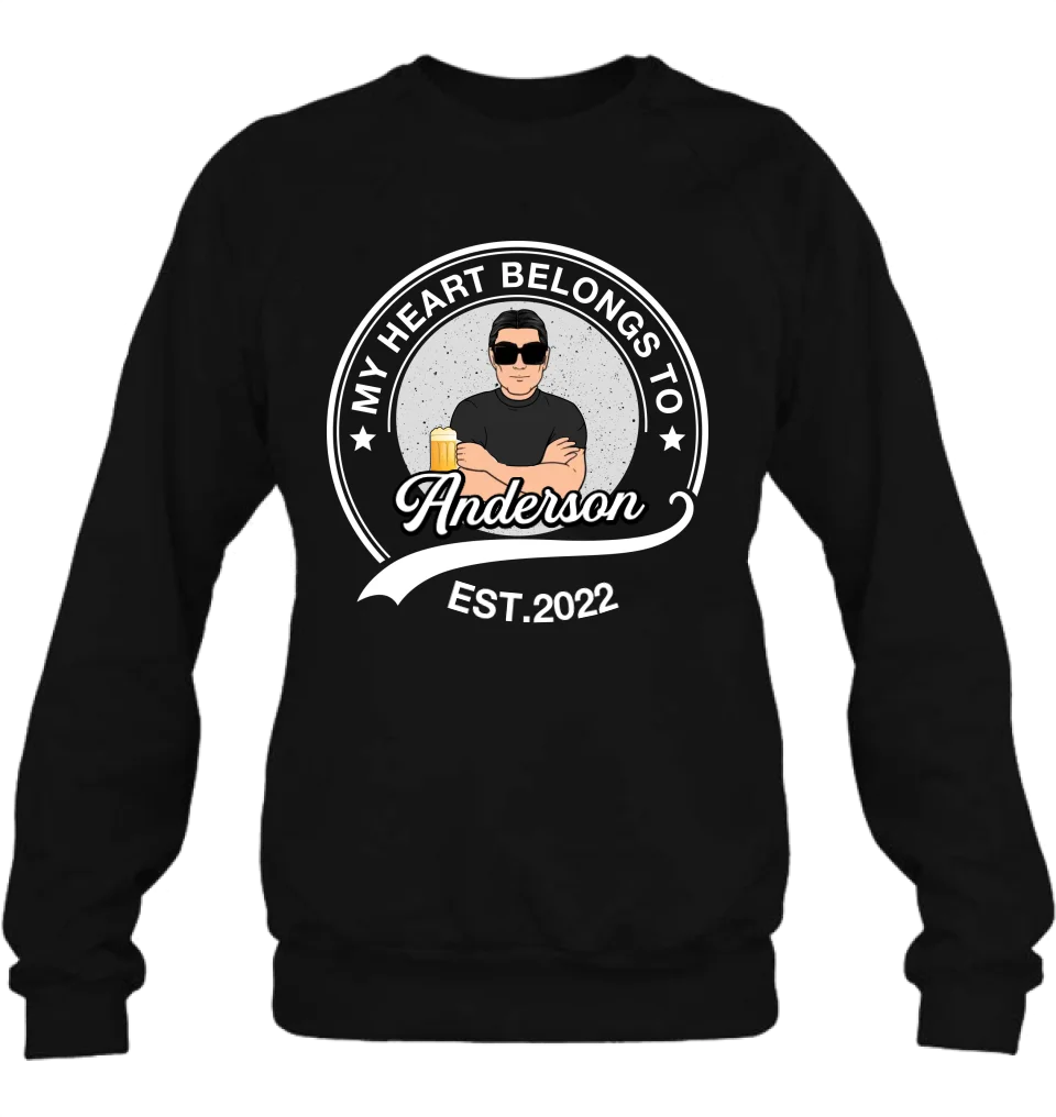 Personalized Couple T-shirt/Long Sleeve/Sweatshirt/Hoodie - Gift Idea For Couple/Husband And Wife - My Heart Belongs To
