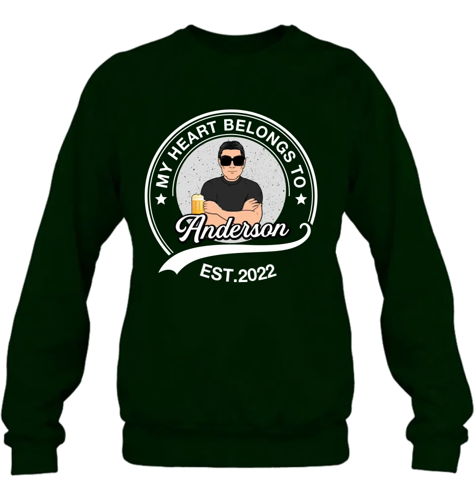 Personalized Couple T-shirt/Long Sleeve/Sweatshirt/Hoodie - Gift Idea For Couple/Husband And Wife - My Heart Belongs To