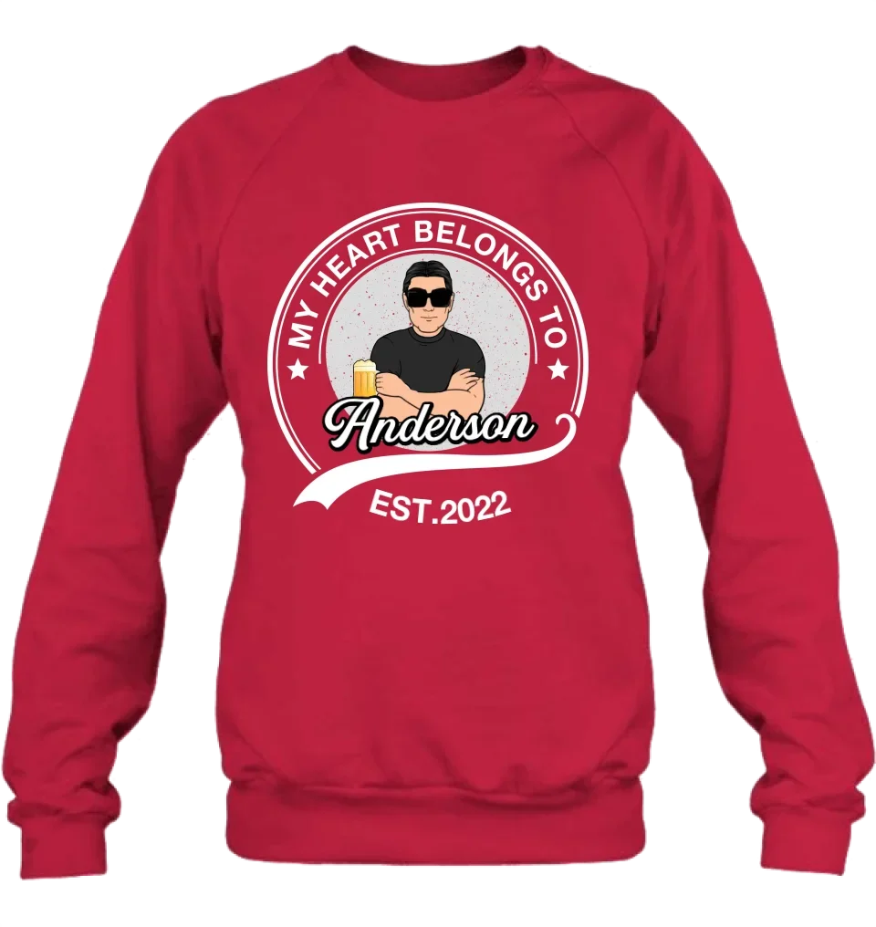 Personalized Couple T-shirt/Long Sleeve/Sweatshirt/Hoodie - Gift Idea For Couple/Husband And Wife - My Heart Belongs To