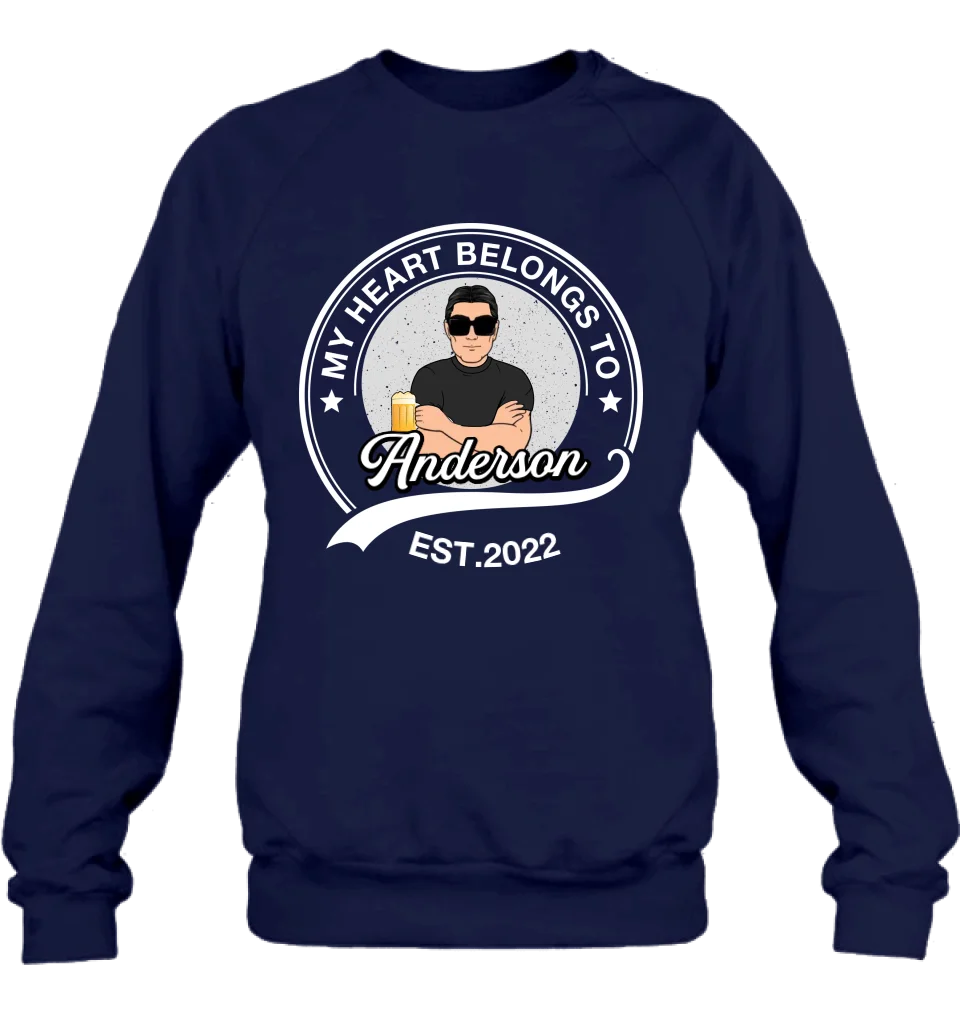 Personalized Couple T-shirt/Long Sleeve/Sweatshirt/Hoodie - Gift Idea For Couple/Husband And Wife - My Heart Belongs To