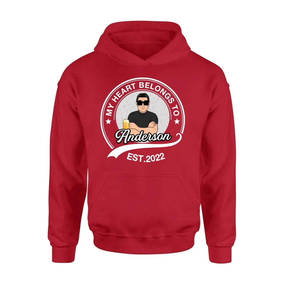 Personalized Couple T-shirt/Long Sleeve/Sweatshirt/Hoodie - Gift Idea For Couple/Husband And Wife - My Heart Belongs To