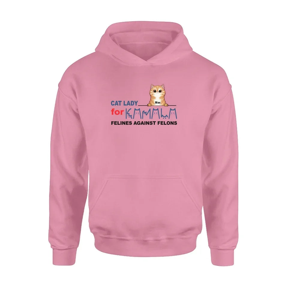 Personalized Cat Lady For Kamala T-shirt/Long Sleeve/Sweatshirt/Hoodie - Gift Idea For Cat Lover - Felines Against Felons