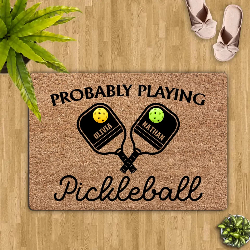 Personalized Pickleball Couple Doormat - Gift Idea For Couple - Probably Playing Pickleball