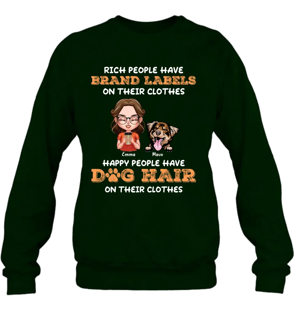 Personalized Dog Mom T-shirt/Long Sleeve/Sweatshirt/Hoodie - Gift Idea For Dog Lover - Up to 3 Dogs - Happy People Have Dog Hair On Their Clothes