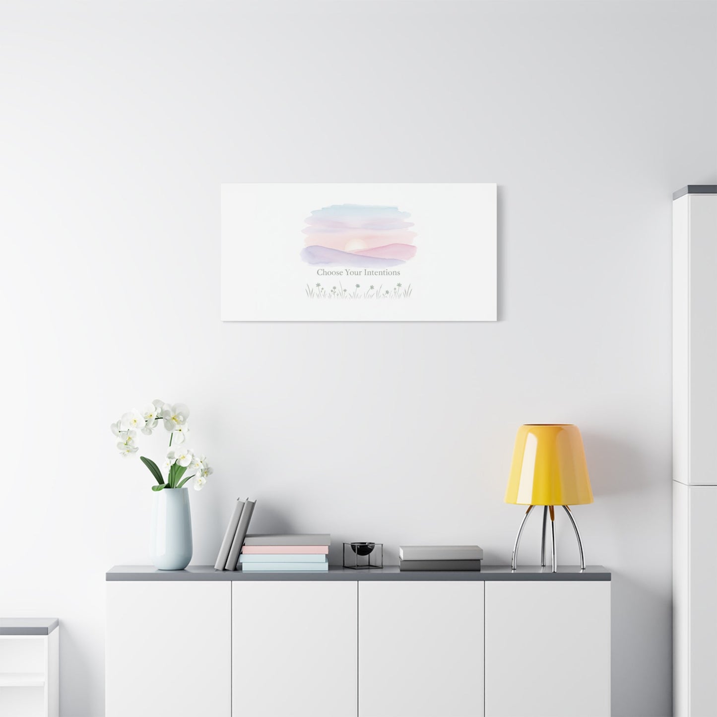 Choose Your Intentions Canvas, soft wellness poster, pastel gradient mindfulness art